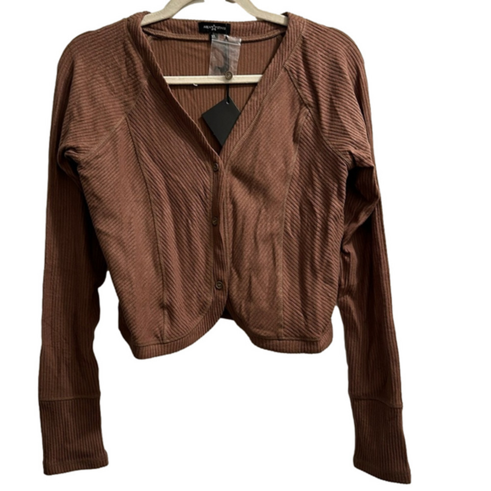 NWT brown ribbed crop sweater